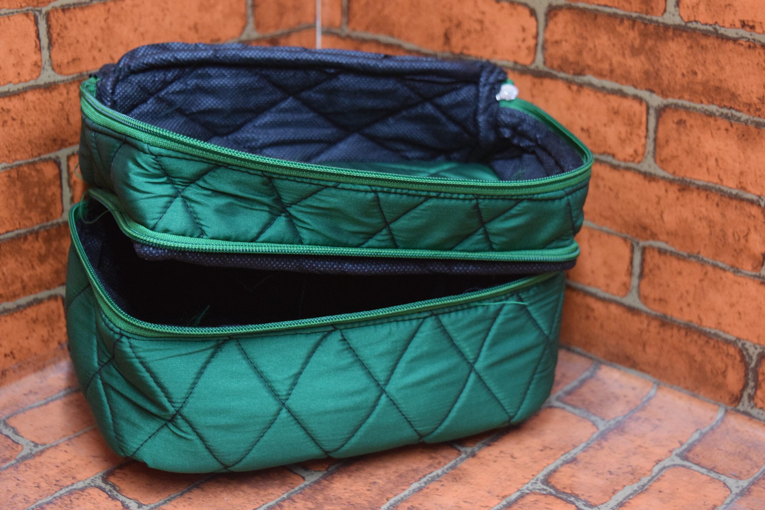Double decker Vanity pouch (Teal Green) - Image 2